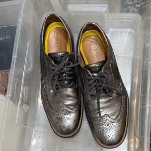 Cole Haan Men's Dark silver  Leather Wingtip Oxfords
